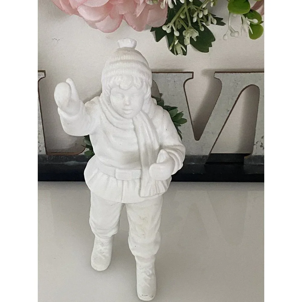 Vintage Dept 56 Victorian‎ Winter Boy Figure White 7